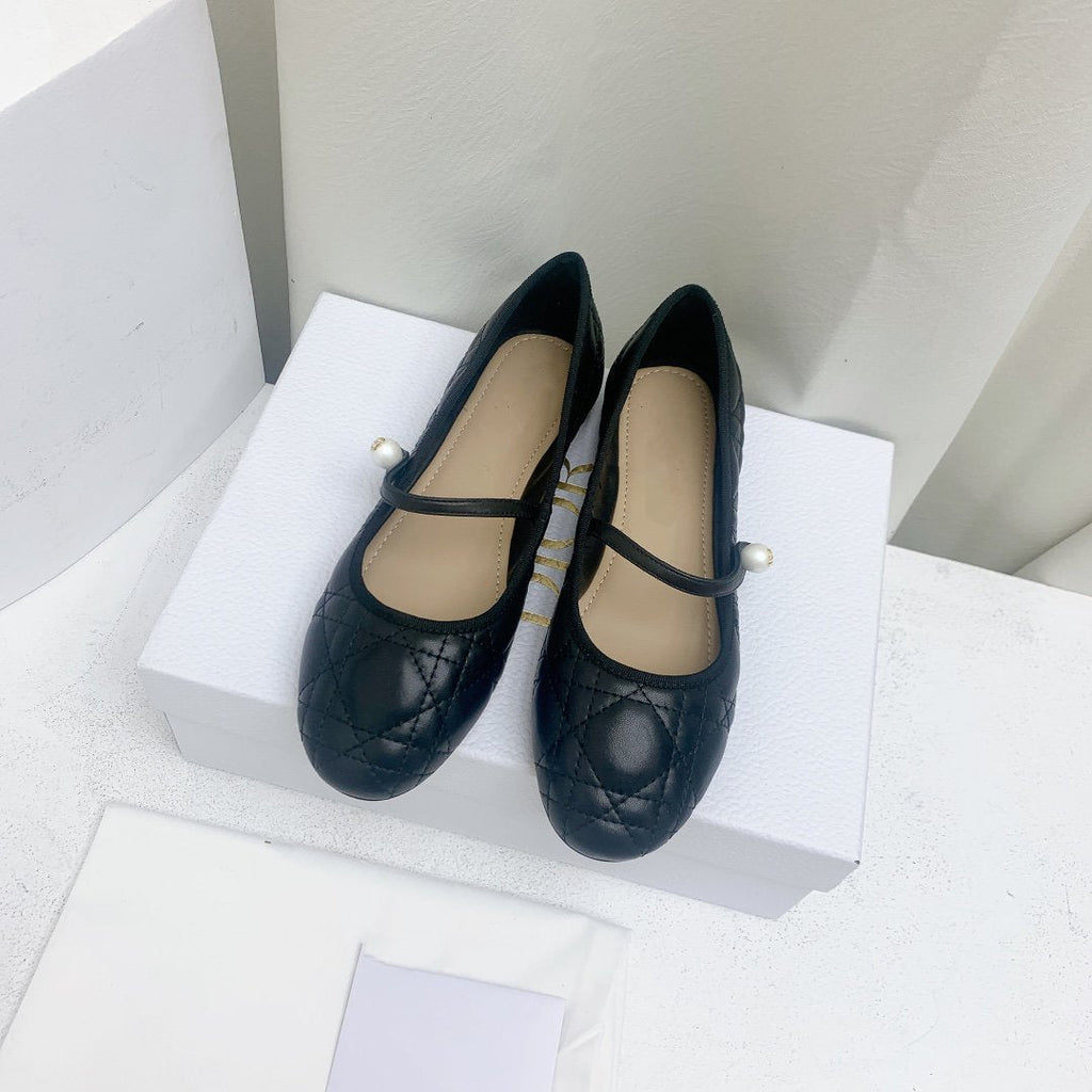DIOR CD BALLET FLAT BLACK MOP MIDDLE