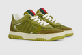 GUCCI RE-WEB SNEAKER IN DARK GREEN CALSKIN  CANVAS