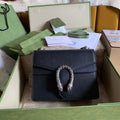 GUCCI DYONYSUS SHOULDER BAG 20 IN BLACK CALFSKIN SILVER HARDWARE