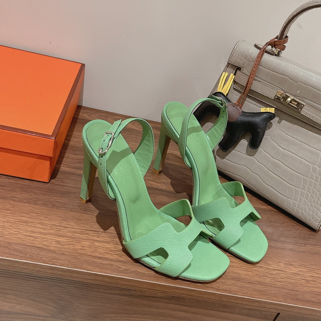 HERMES SLINGBACK SANDAL ETERNITE 105 EMERALD LAMBSKIN