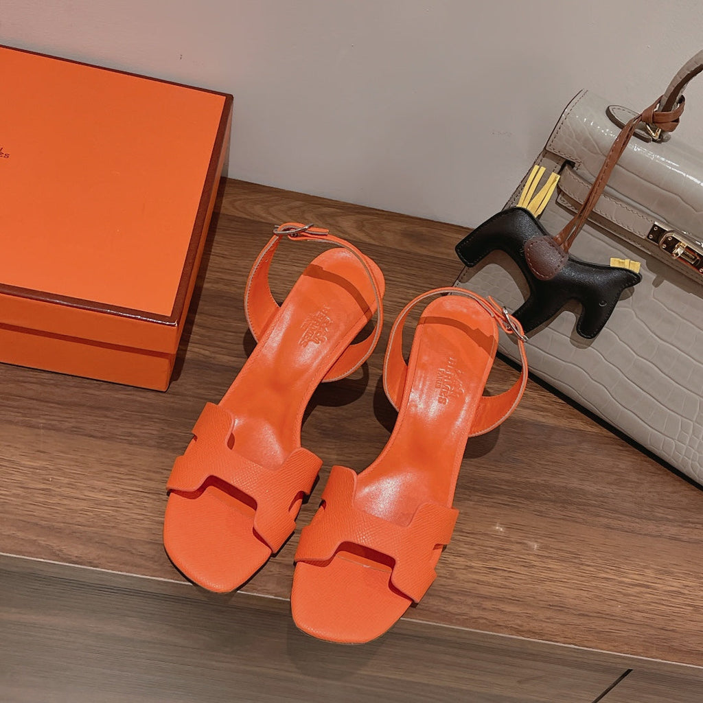 HERMES SLINGBACK SANDAL ETERNITE 75 ORANGE LAMBSKIN