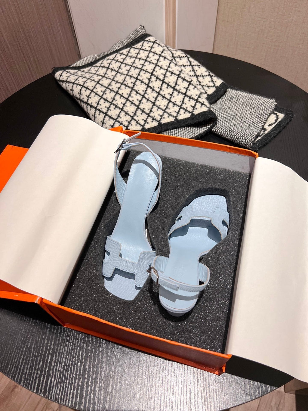 HERMES Slingback Sandal Eternite 95 Sky blue