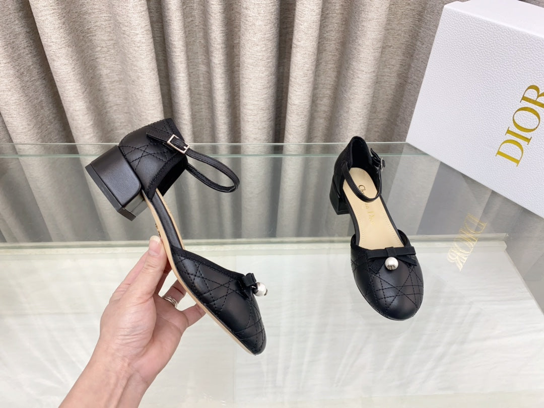 DIOR PEARL MARY JANE PUMP IN BLACK LAMBSKIN 30 MM