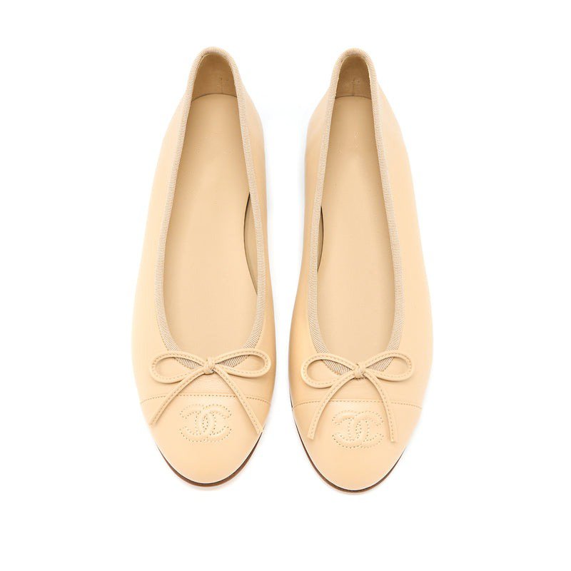 CHANEL BALLET FLATS BEIGE LAMBSKIN