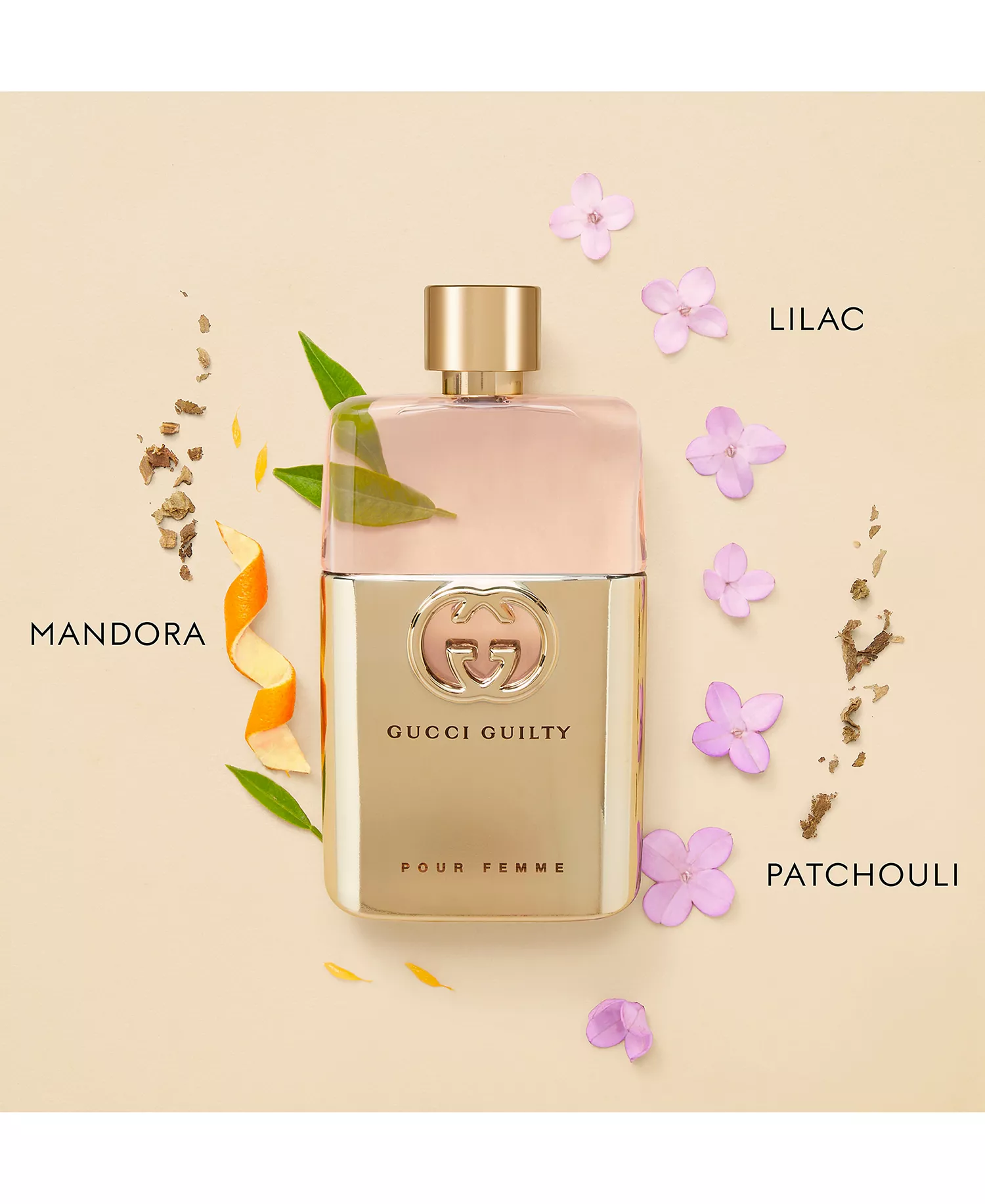 Guilty Pour Femme Eau de Parfum — Mandora Lilac & Patchouli Fresh Floral Women’s Luxury Fragrance | Rose Gold Dual-Tone Bottle 90ml