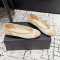 CHANEL BALLET FLAT 25S IN OFF WHITE AND BEIGE RAFFIA