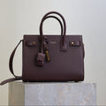 YSL 25S SAC DE JOUR MM 26 IN ROUGE CABERNET SUPPLE GRAINED CALFSKIN
