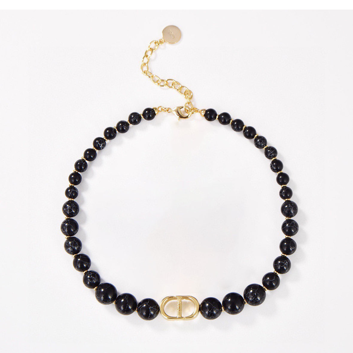 18K Dior 30 Montaigne Choker Black Pearls Necklace