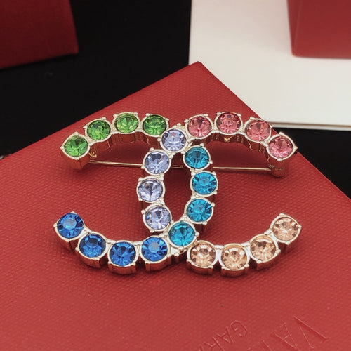 18K  Chanel Color Crystals Brooch