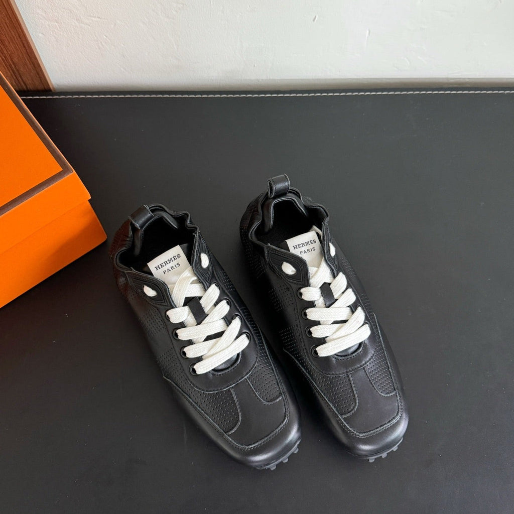 HERMES SKATEBOARD SHOES BLACK CALFSKIN