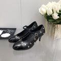 CHANEL MARY JANE BLACK LAMBSKIN ATTACH METAL