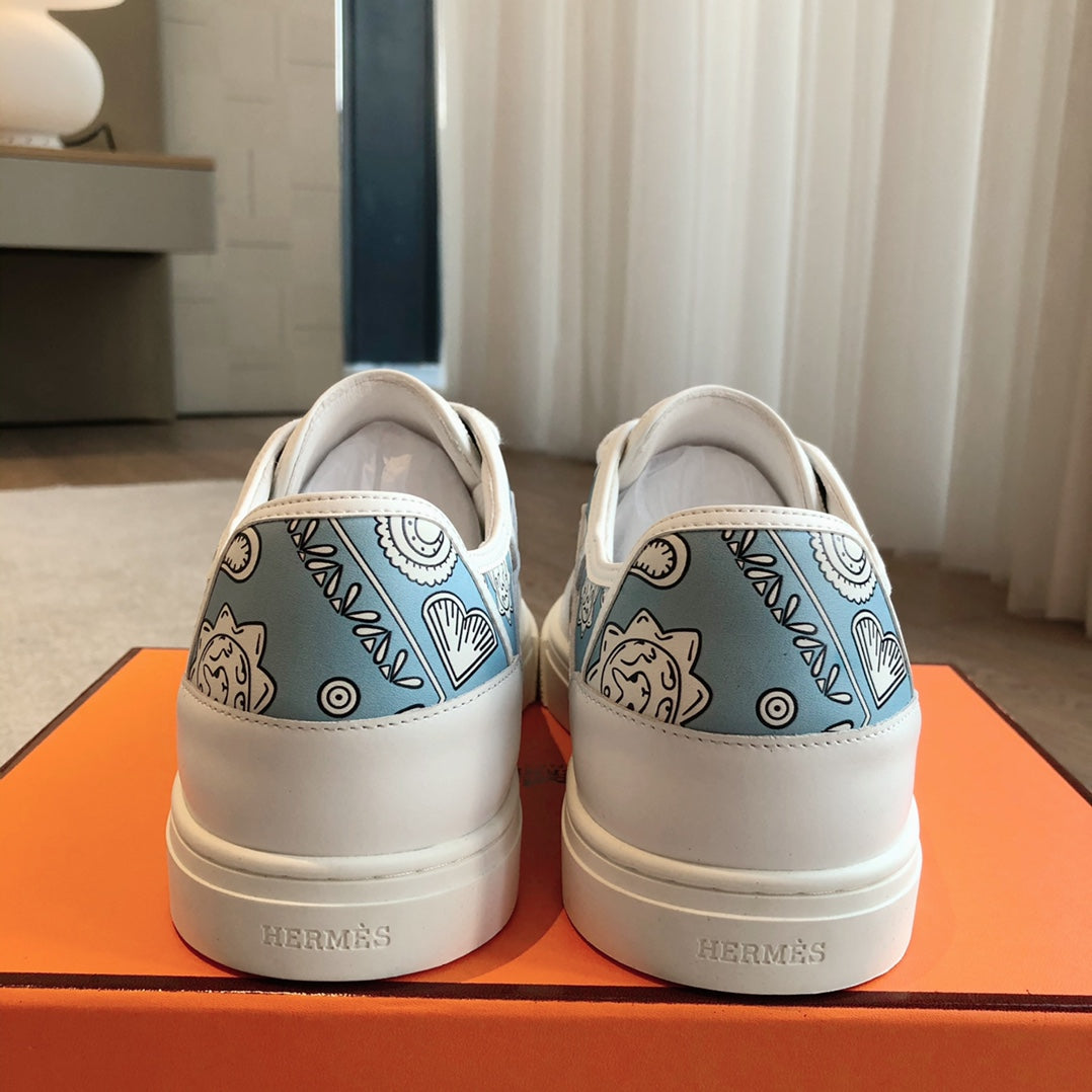 HERMES GET SNEAKER WHITE CALFSKIN WITH SKY MOTIFS