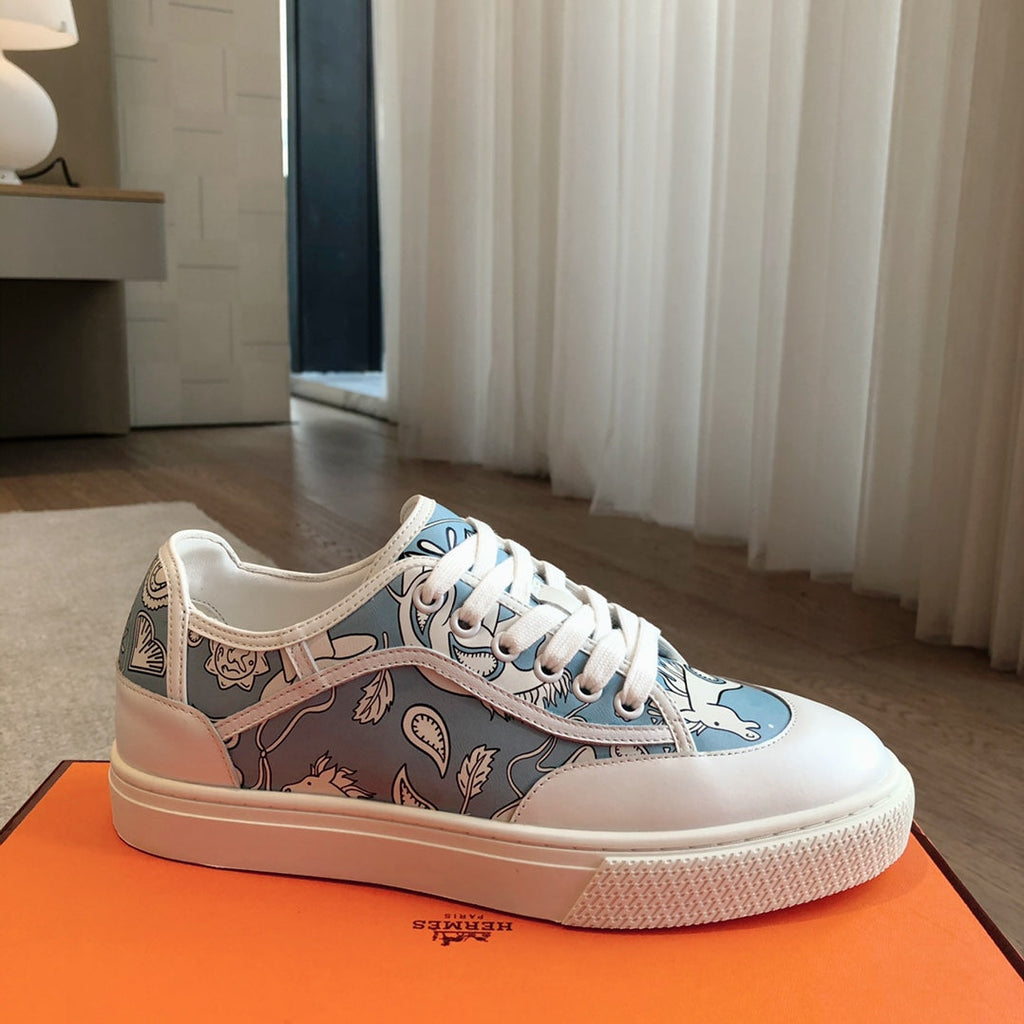 HERMES GET SNEAKER WHITE CALFSKIN WITH SKY MOTIFS