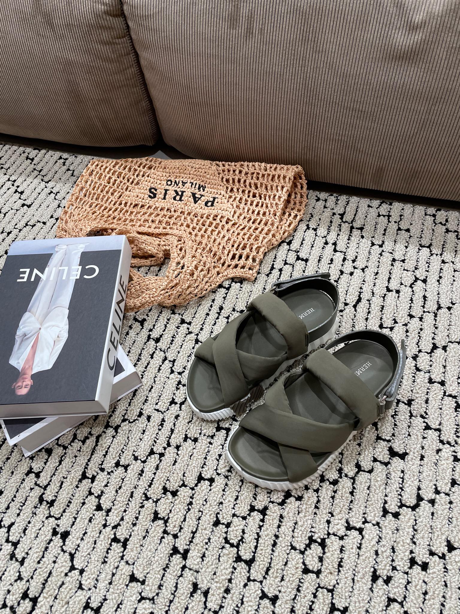 HERMES ELECTRIC SANDAL SHADOW CALFSKIN