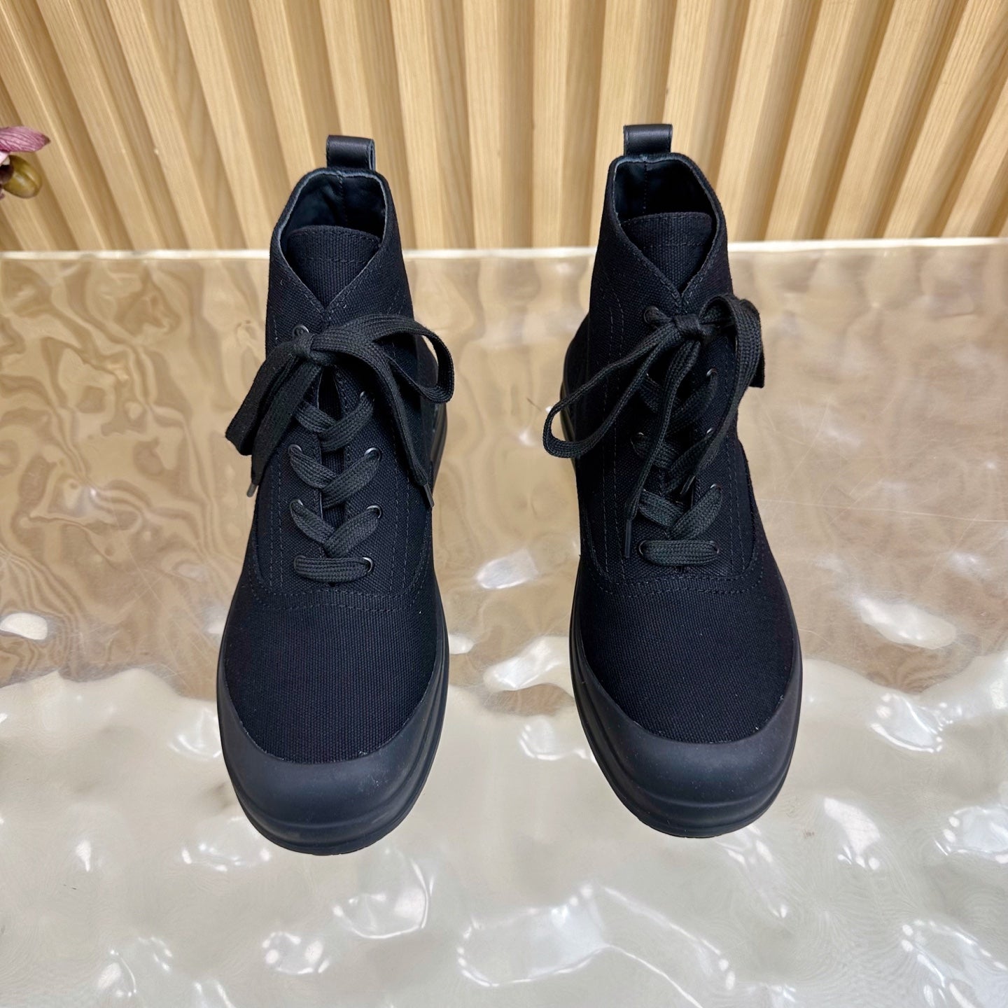 HERMES 25S KOOLER ANKLE BOOTS IN BLACK CANVAS