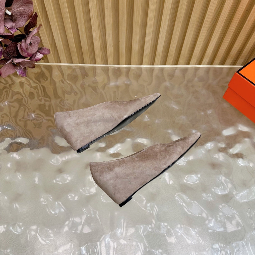 HERMES 25S HIGH-HEEL WEDGE SHOES 50 MM IN DUSTY BEIGE SUEDE
