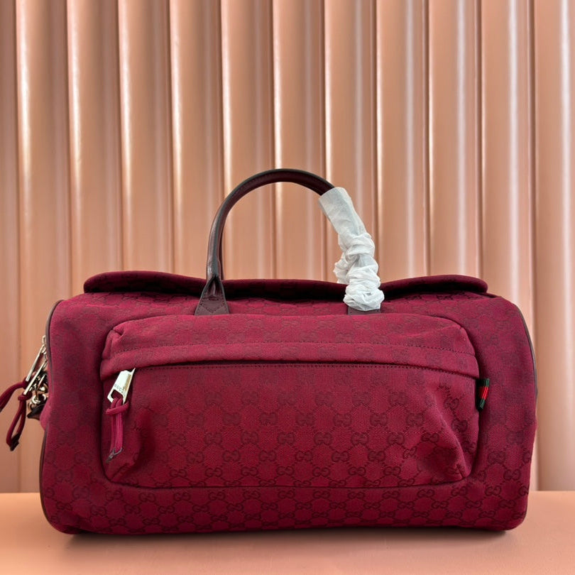 GUCCI SMALL DUFFLE BAG 42 IN ROSSO ANCORA RED  CANVAS