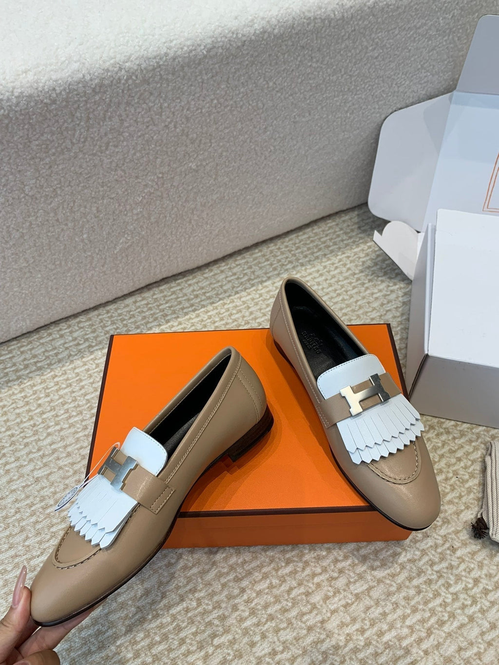 HERMES ROYAL LOAFER NUDE BROWN CALFSKIN