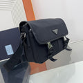PRADA 26 SHOULDER BAG IN BLACK RE-NYLON AND SAFFIANO LEATHER