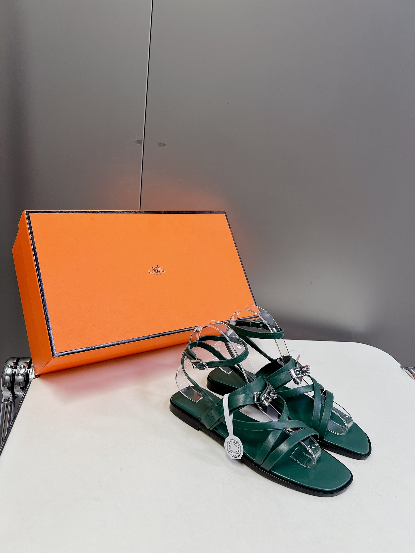 HERMES JUNE SANDAL COBALT CALFSKIN