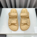 CHANEL dad sandals beige lambskin mules