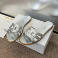 DIOR D-CLUB SLIDE SANDAL 25S IN SILVER GLOSSY CALFSKIN