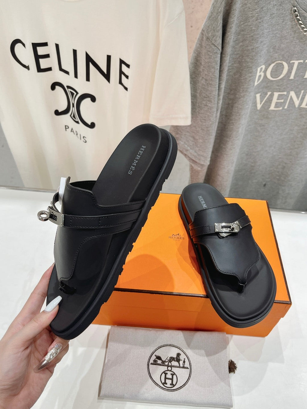 HERMES EMPIRE SANDAL BLACK CALFSKIN