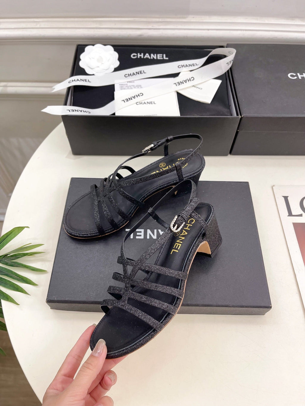 CHANEL BLACK ROMAN 5 CM SANDALS