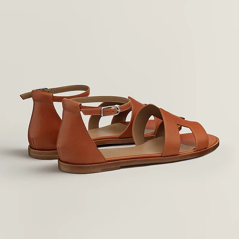 HERMES SANTORINI SANDAL CARAMEL CALFSKIN